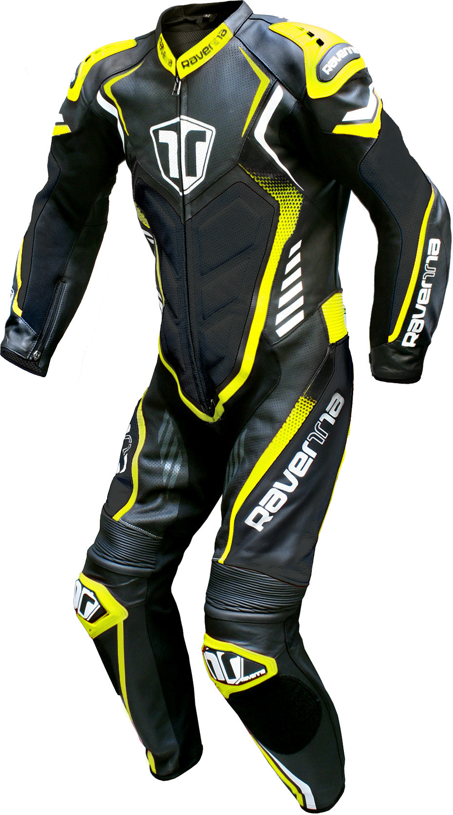TUTA MOTO IN PELLE RAVENNA BLK/YLW