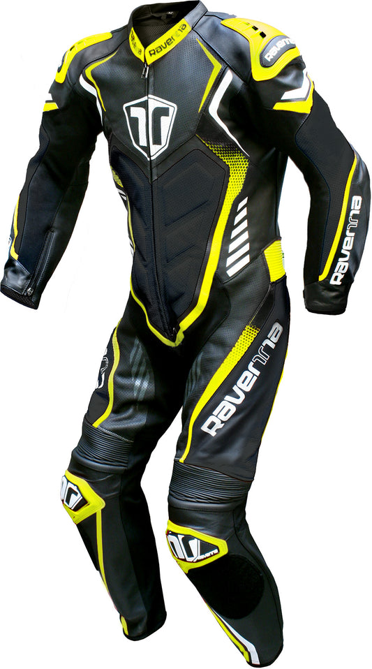 TUTA MOTO IN PELLE RAVENNA BLK/YLW