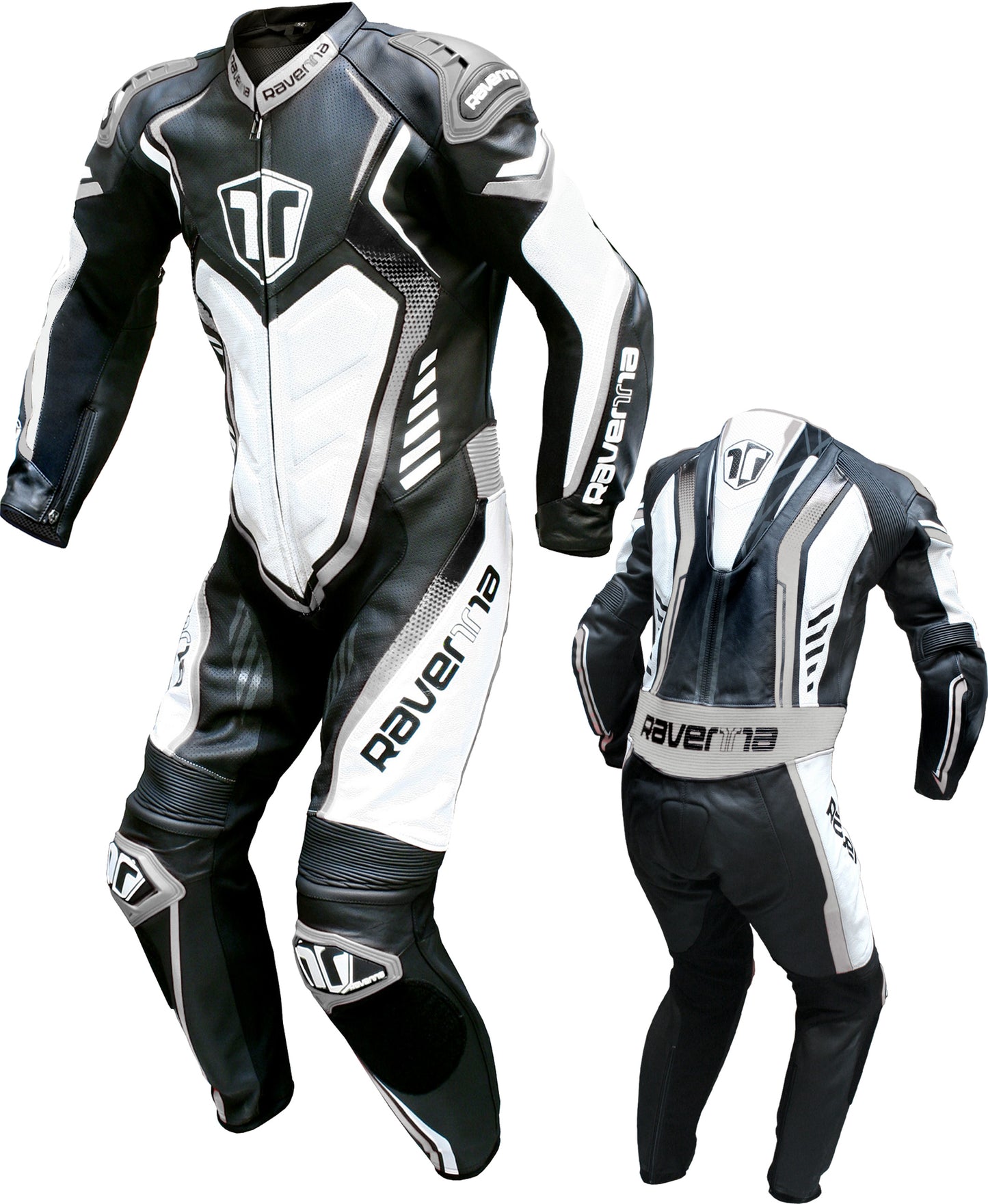 TUTA MOTO IN PELLE RAVENNA BLK/WHT/GRY