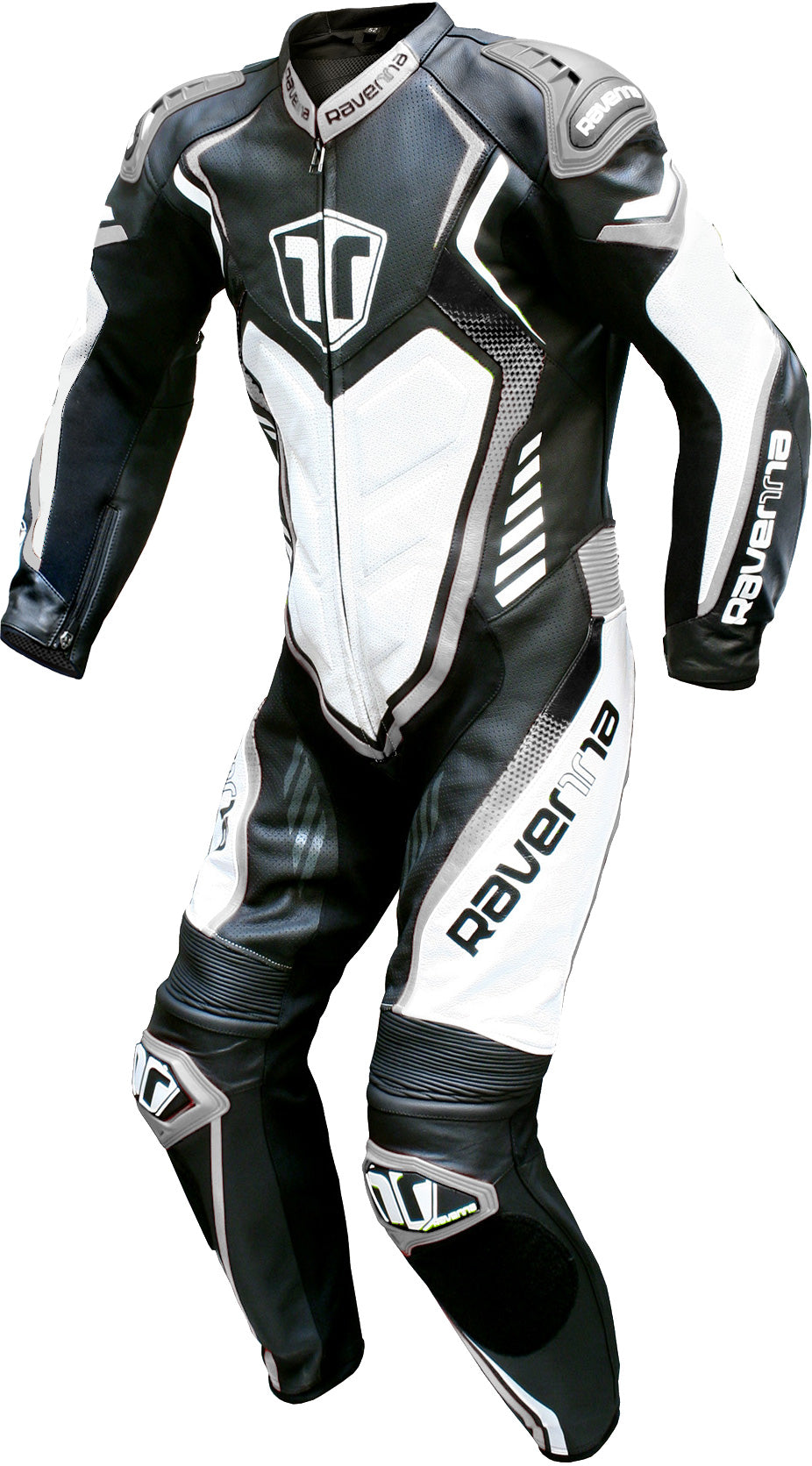 TUTA MOTO IN PELLE RAVENNA BLK/WHT/GRY