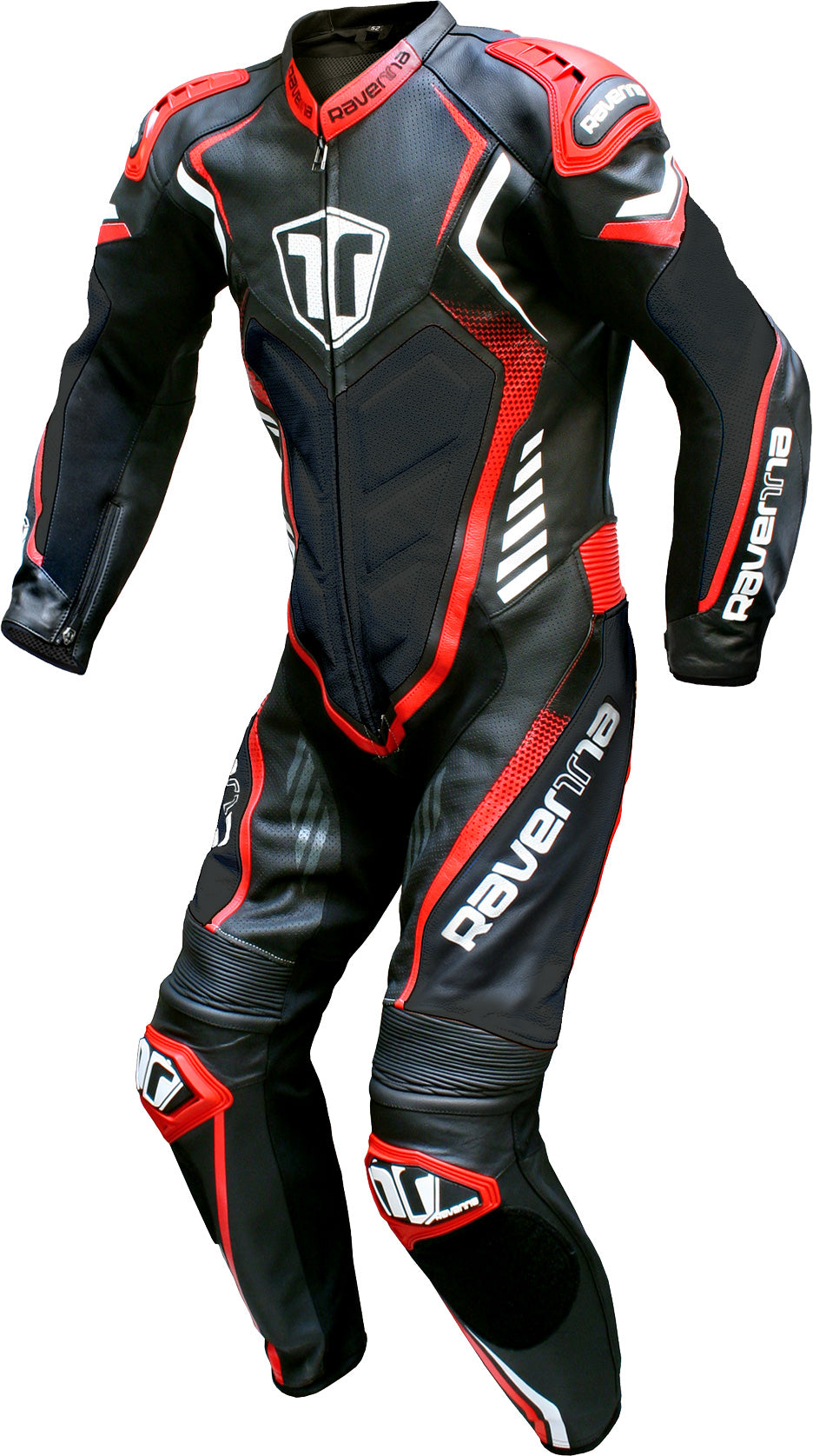 RAVENNA BLK/RED LEATHER MOTORCYCLE SUIT