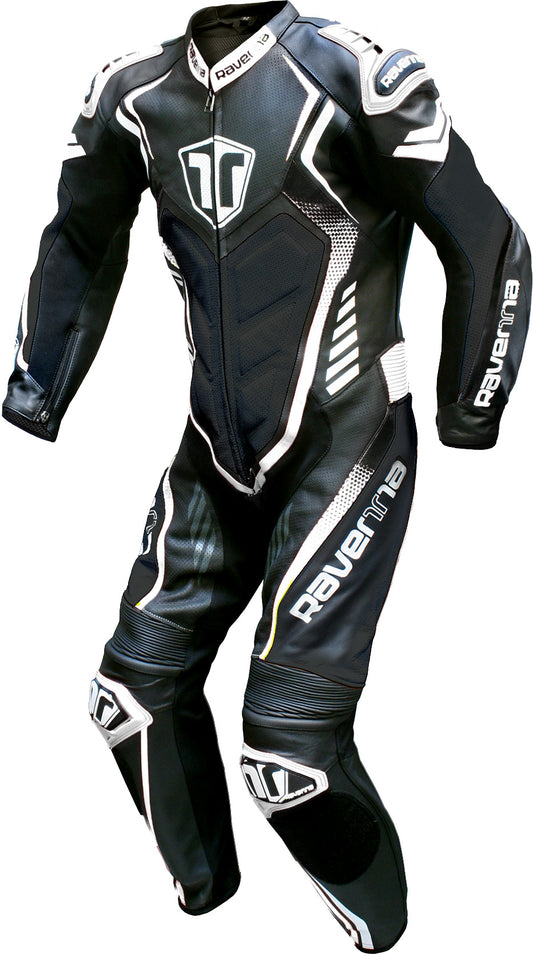 TUTA MOTO IN PELLE RAVENNA BLK/WHT