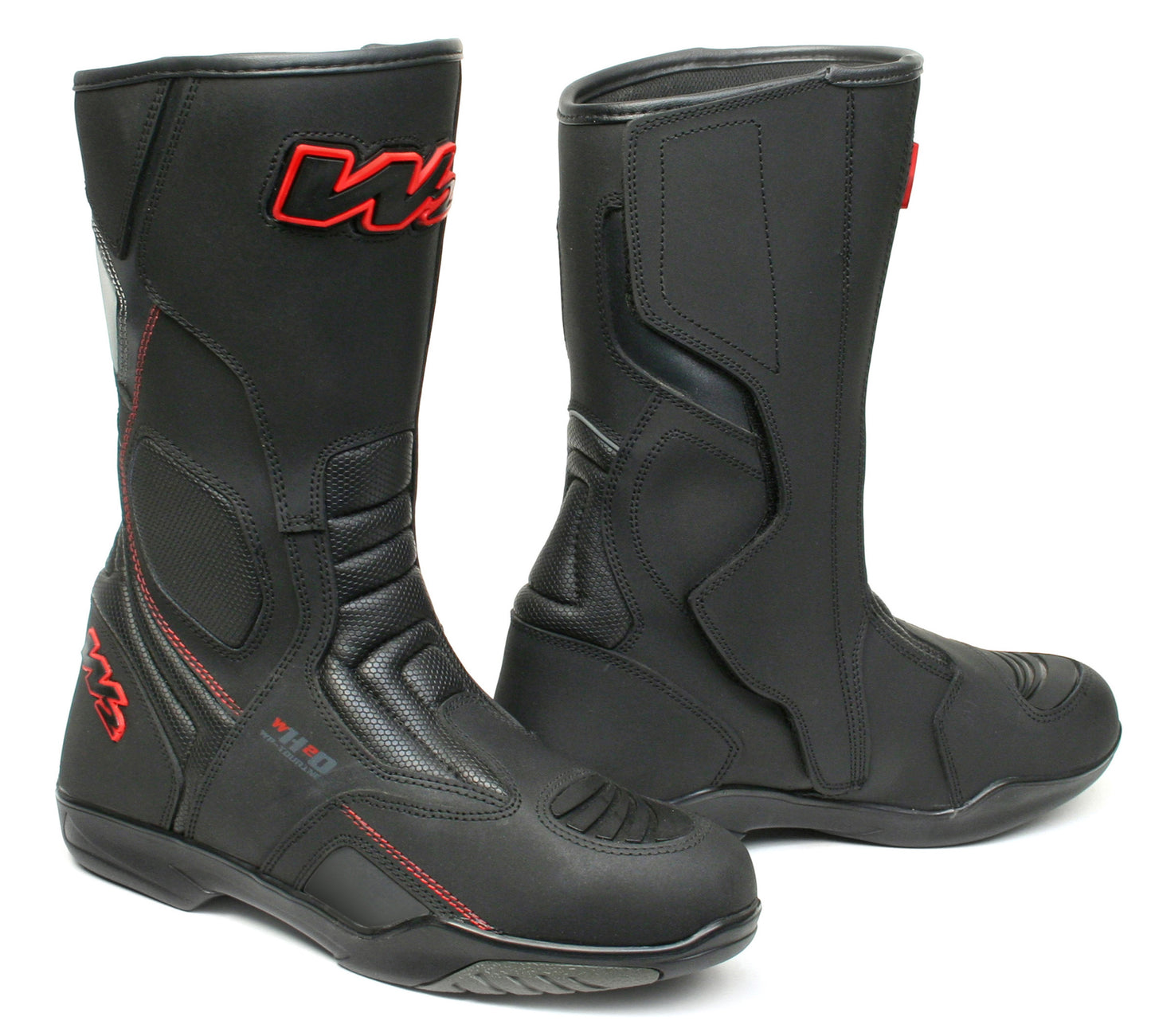 STIVALE MOTO IN PELLE W2 "RIDE-T" BLACK/RED