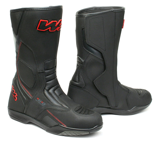 STIVALE MOTO IN PELLE W2 "RIDE-T" BLACK/RED