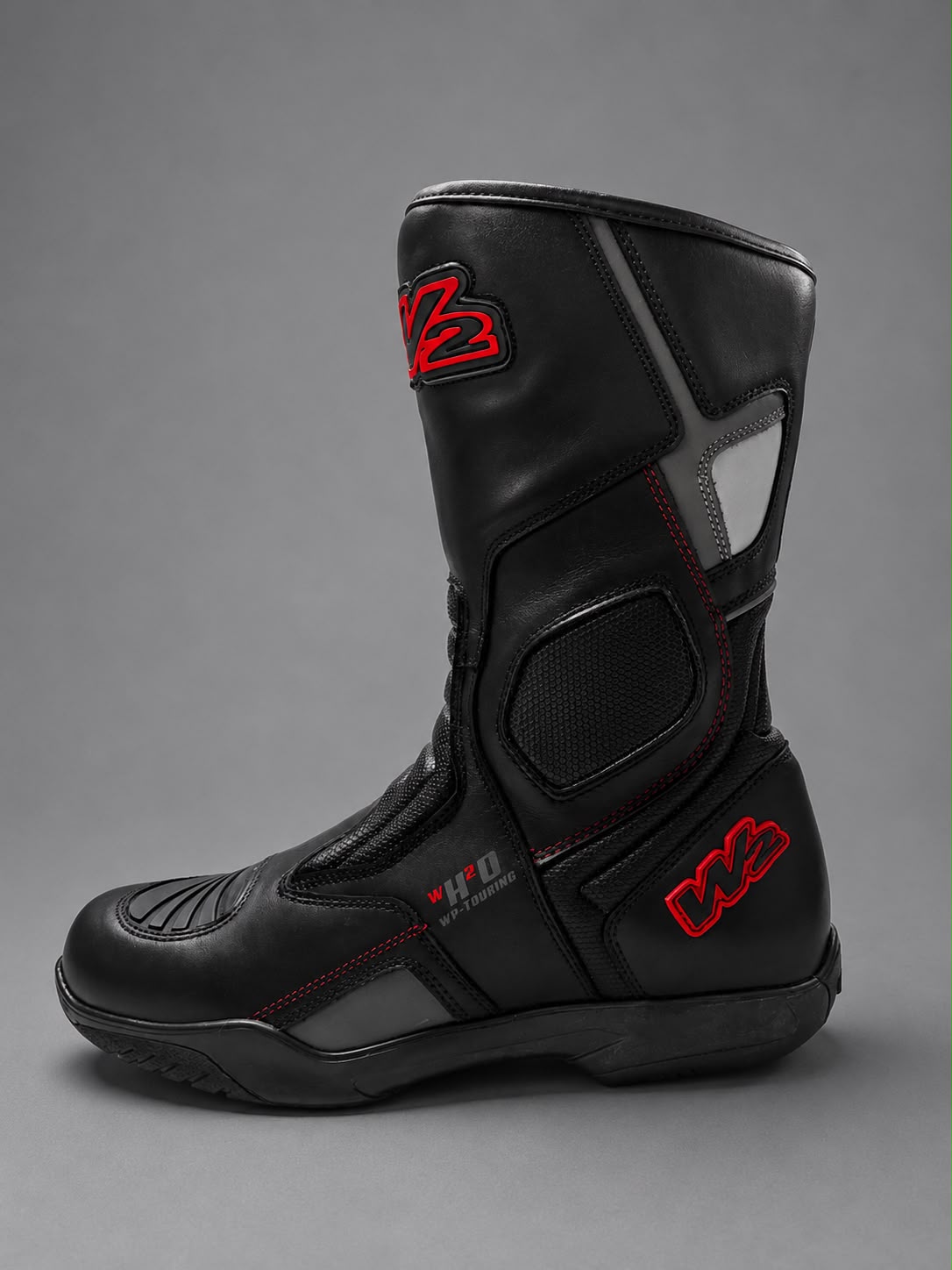 STIVALE MOTO IN PELLE W2 "RIDE-T" BLACK/RED