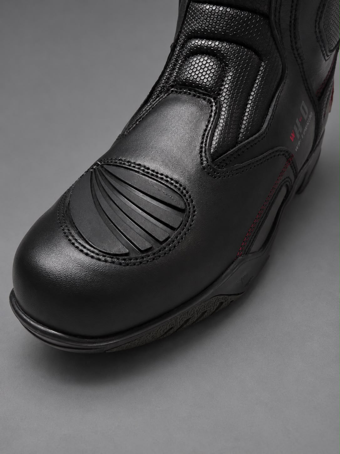 STIVALE MOTO IN PELLE W2 "RIDE-T" BLACK/RED